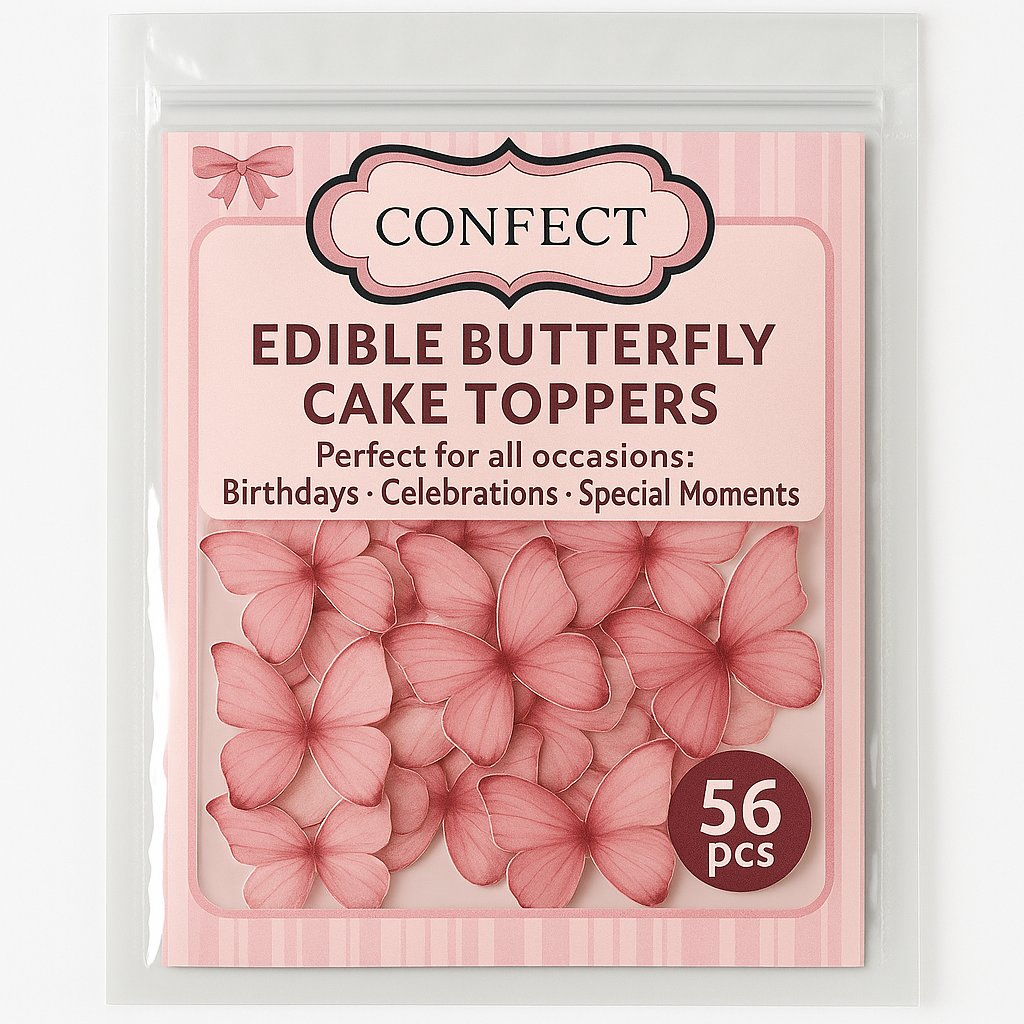 red pack of 56 edible wafer paper butterflies