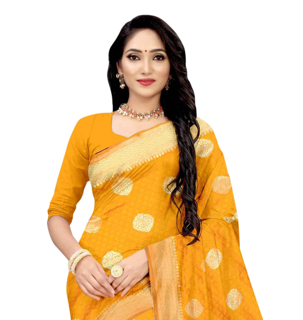 Vamika Mustard Weaving Banarasi Jacquard Saree