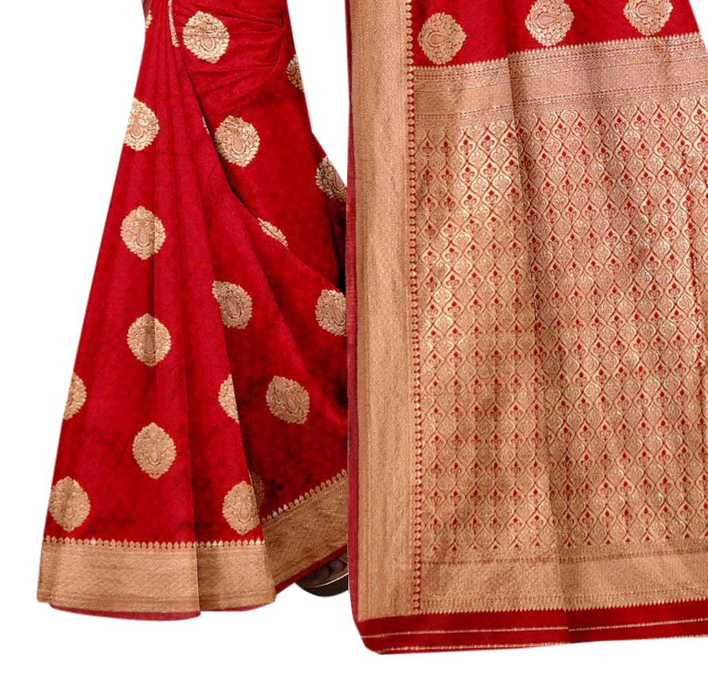 Vamika Red Weaving Banarasi Jacquard Saree