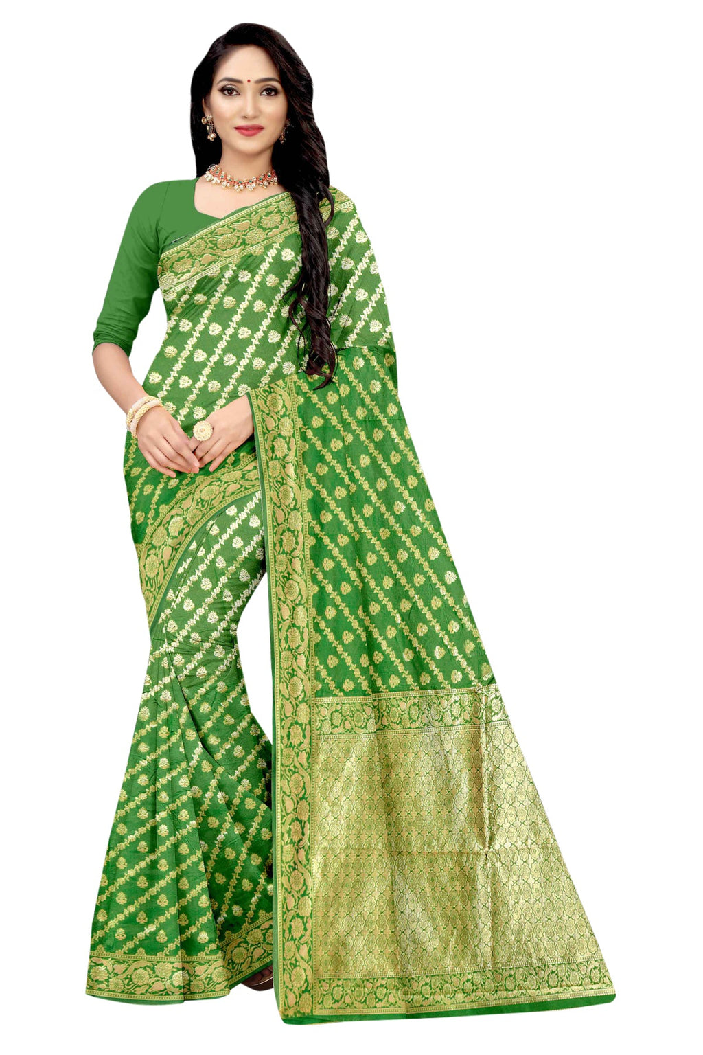 Vamika Green Weaving Banarasi Jacquard Saree