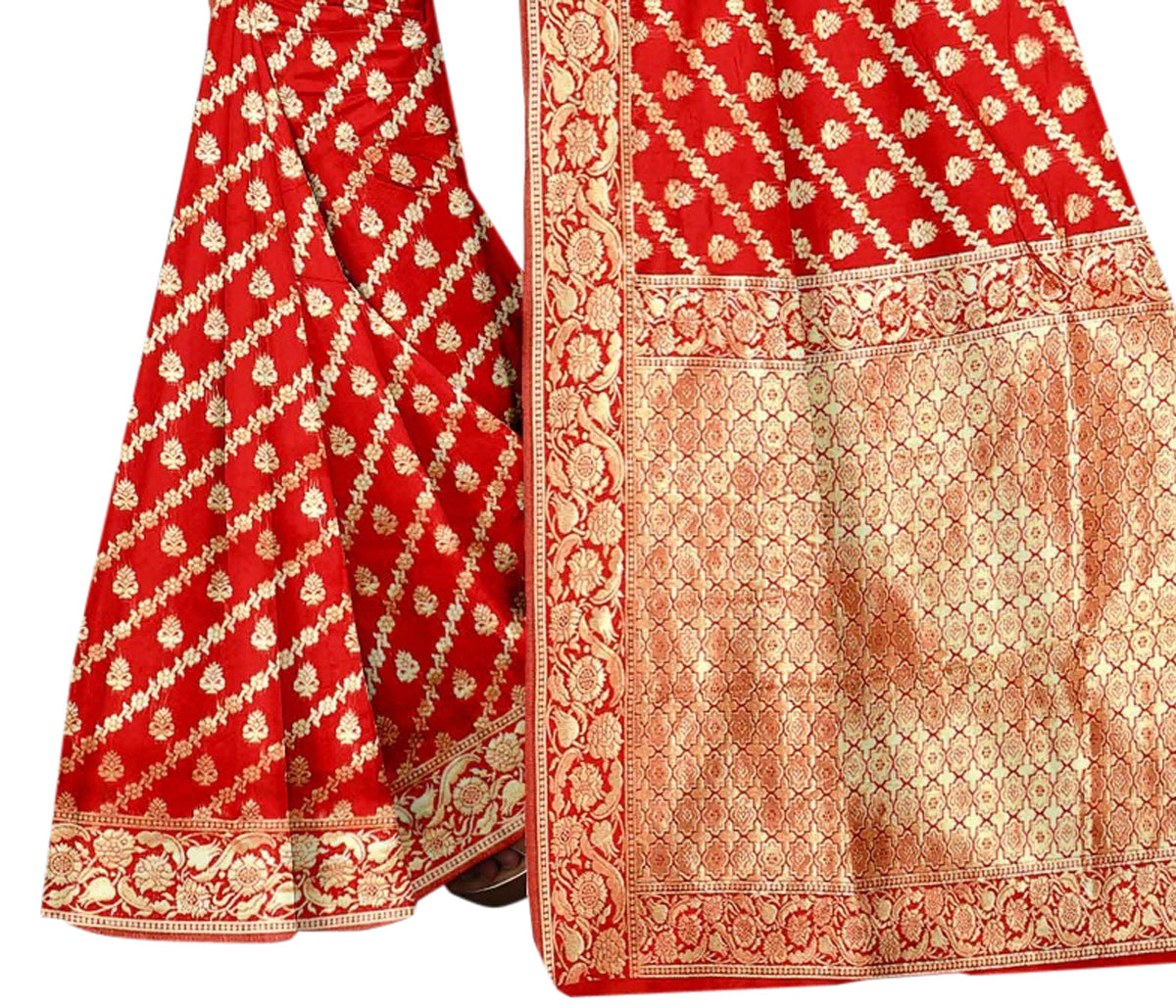 Vamika Red Weaving Banarasi Jacquard Saree