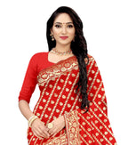 Vamika Red Weaving Banarasi Jacquard Saree