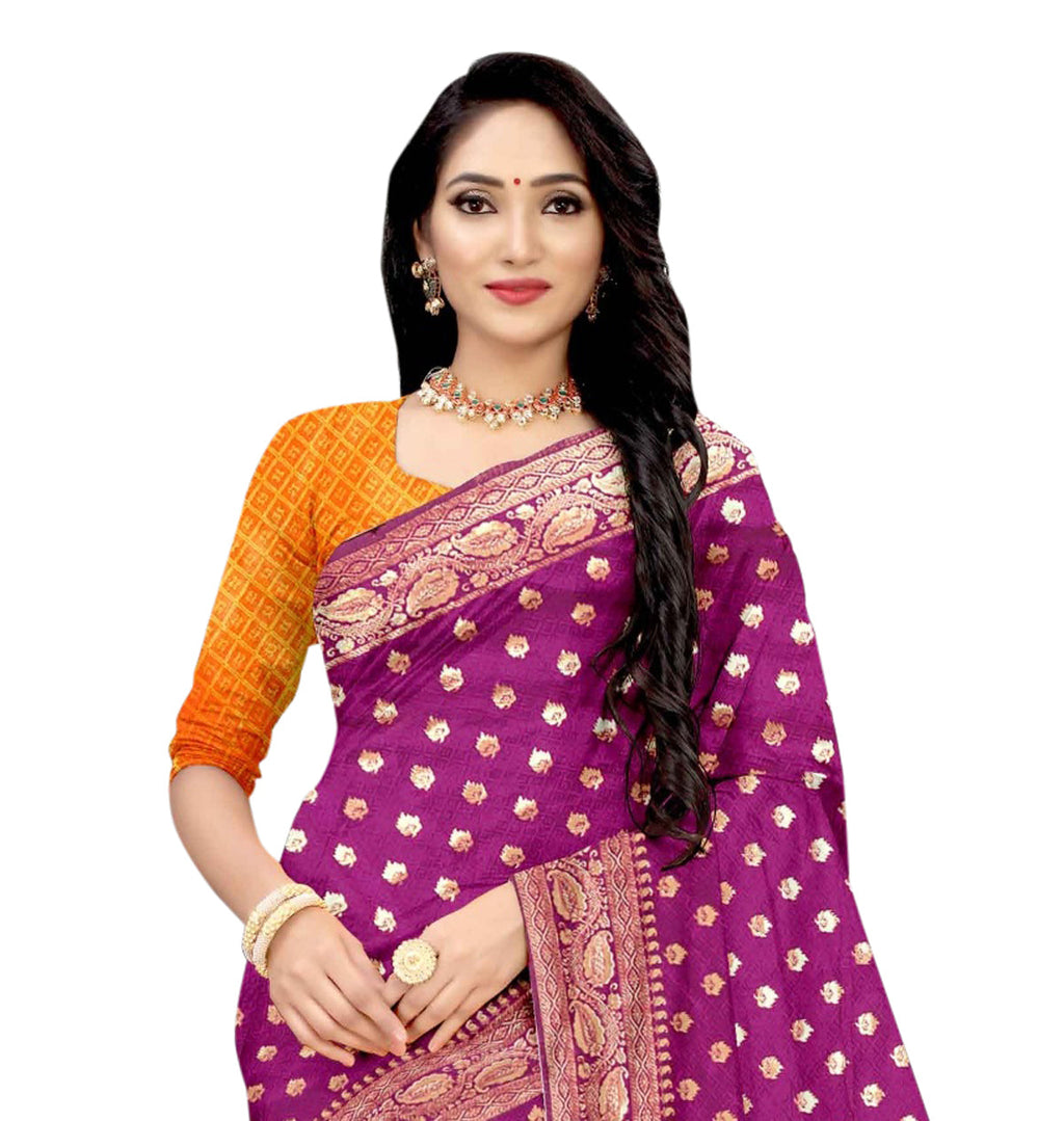 Vamika Purple Weaving Banarasi Jacquard Saree