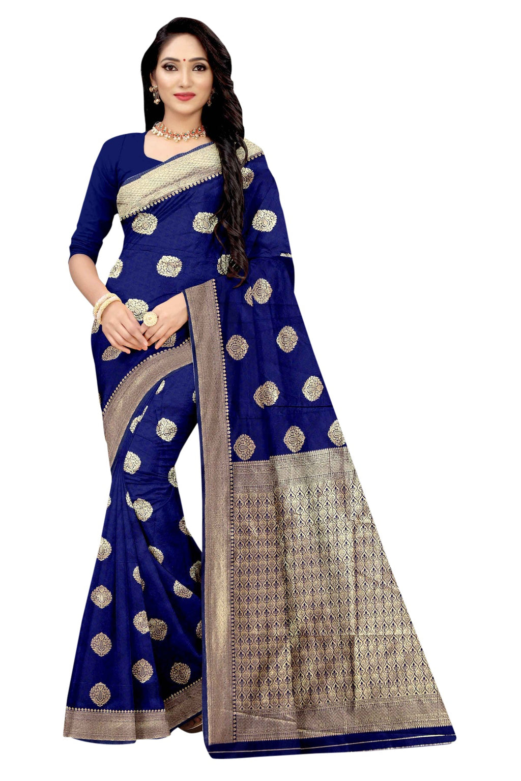 Vamika Blue Weaving Banarasi Jacquard Saree