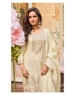 Aarshi Fashions Ivory Shimmer Silk Full Stitched Sharara Suits