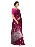Vamika Weaving Banarasi Jacquard Maroon Kanjivaram Saree