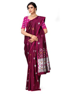 Vamika Weaving Banarasi Jacquard Maroon Kanjivaram Saree