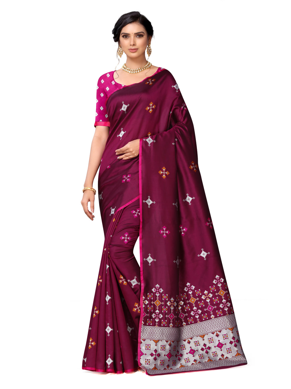 Vamika Weaving Banarasi Jacquard Maroon Kanjivaram Saree