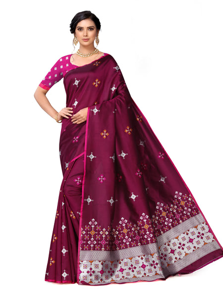 Vamika Weaving Banarasi Jacquard Maroon Kanjivaram Saree
