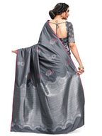 Vamika Weaving Banarasi Jacquard Grey Kanjivaram Saree