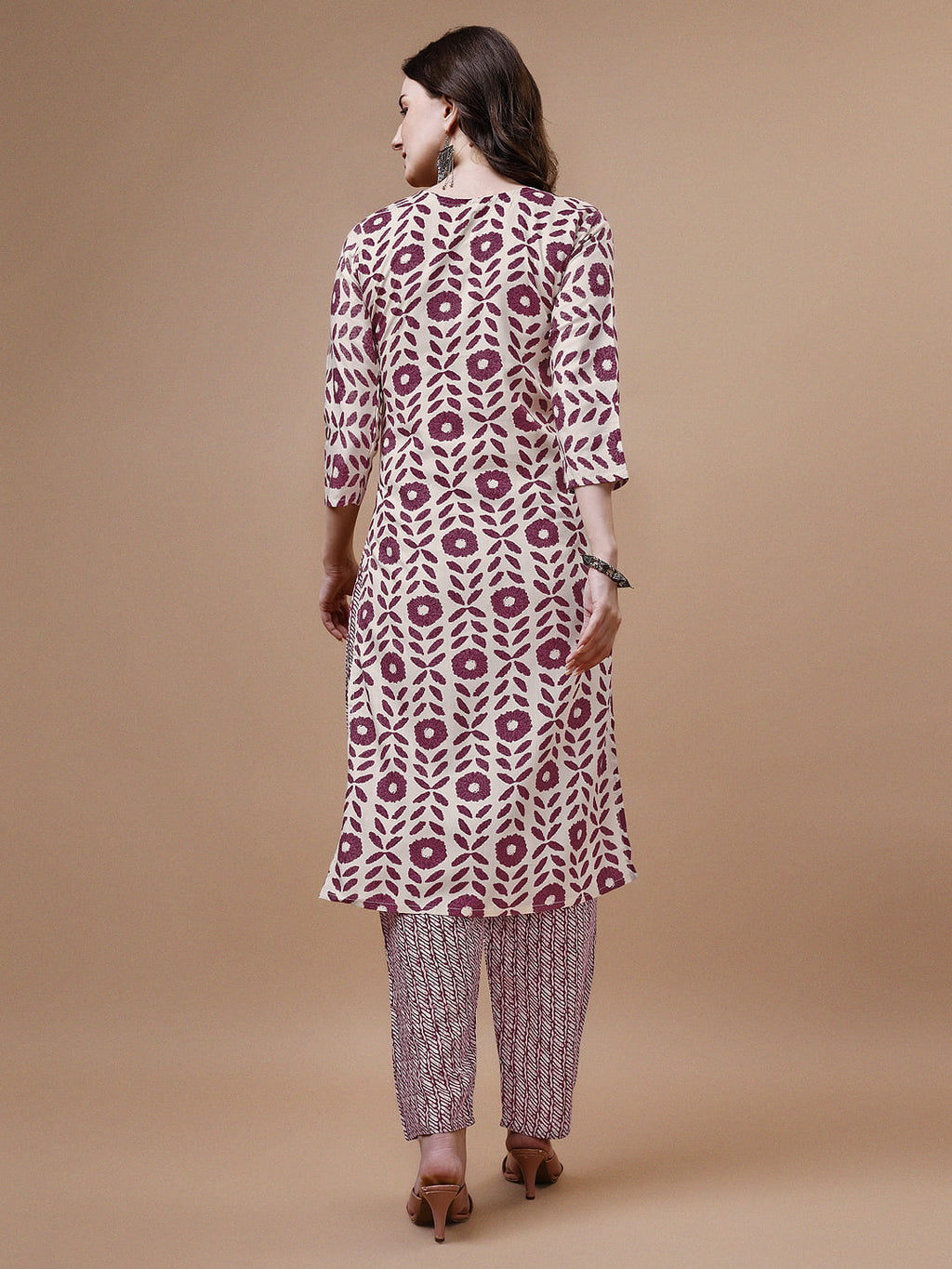 Women Tie Up Tassel Neck Printed Kurta With Pant, Multicolor - Hiral Fashion