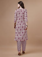 Women Tie Up Tassel Neck Printed Kurta With Pant, Multicolor - Hiral Fashion