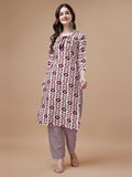 Women Tie Up Tassel Neck Printed Kurta With Pant, Multicolor - Hiral Fashion