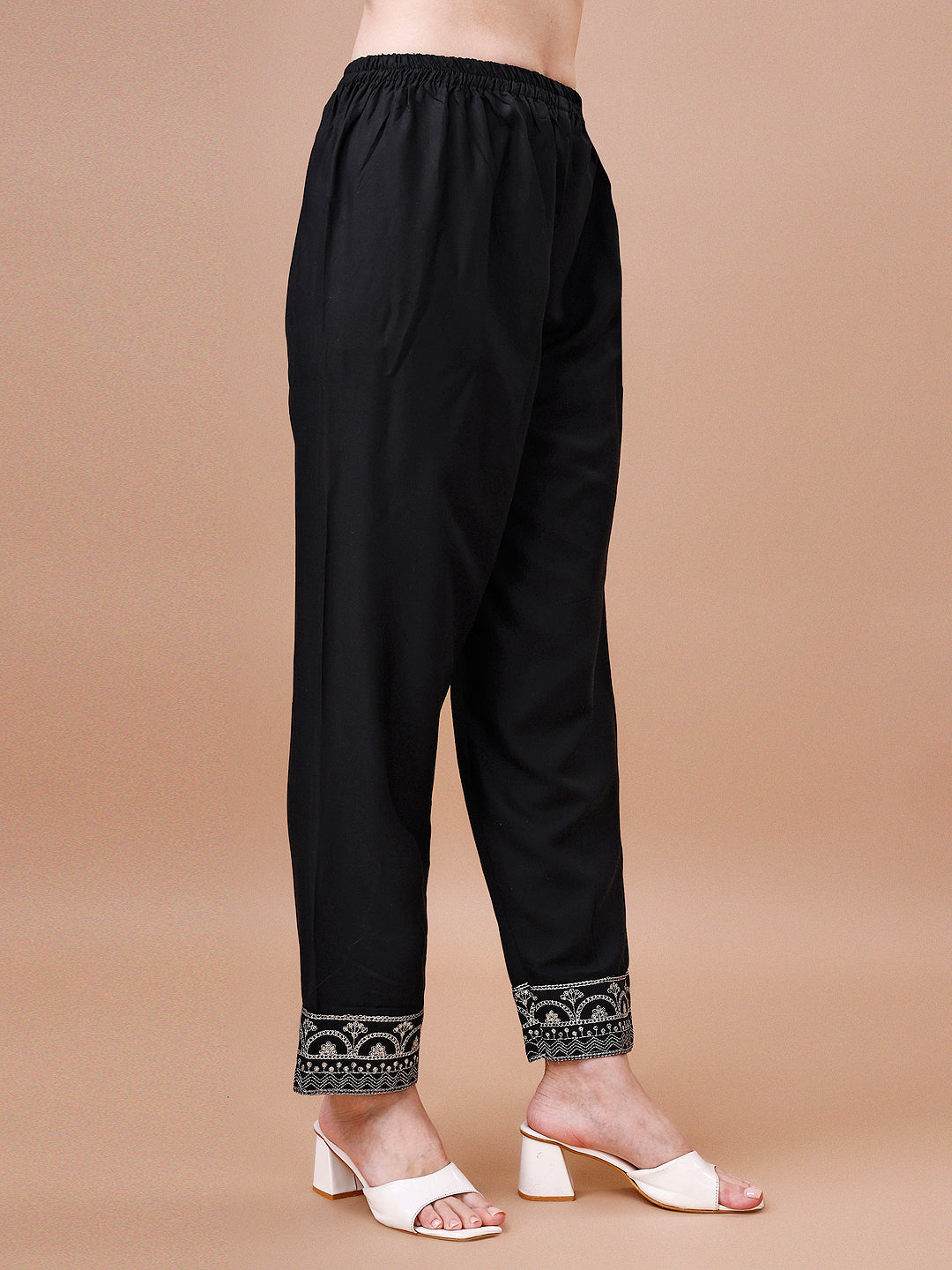 Embroidered Chevron Printed Cotton Kurta With Pant, Multicolor - Hiral Fashion - Distacart
