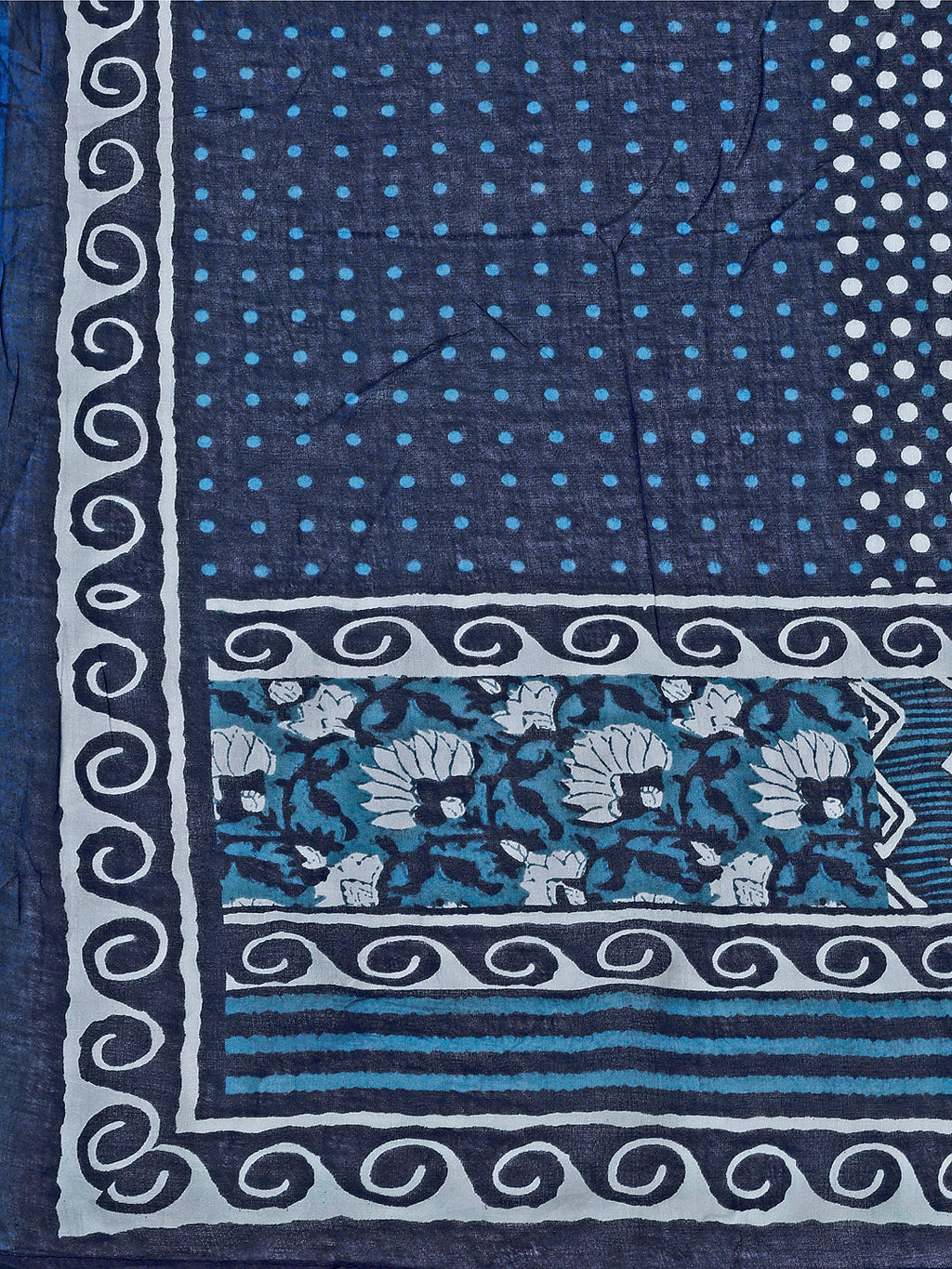 Embroidered And Striped Printed Indigo Kurta With Pant & Printed Dupatta, Multicolor - Hiral Fashion
