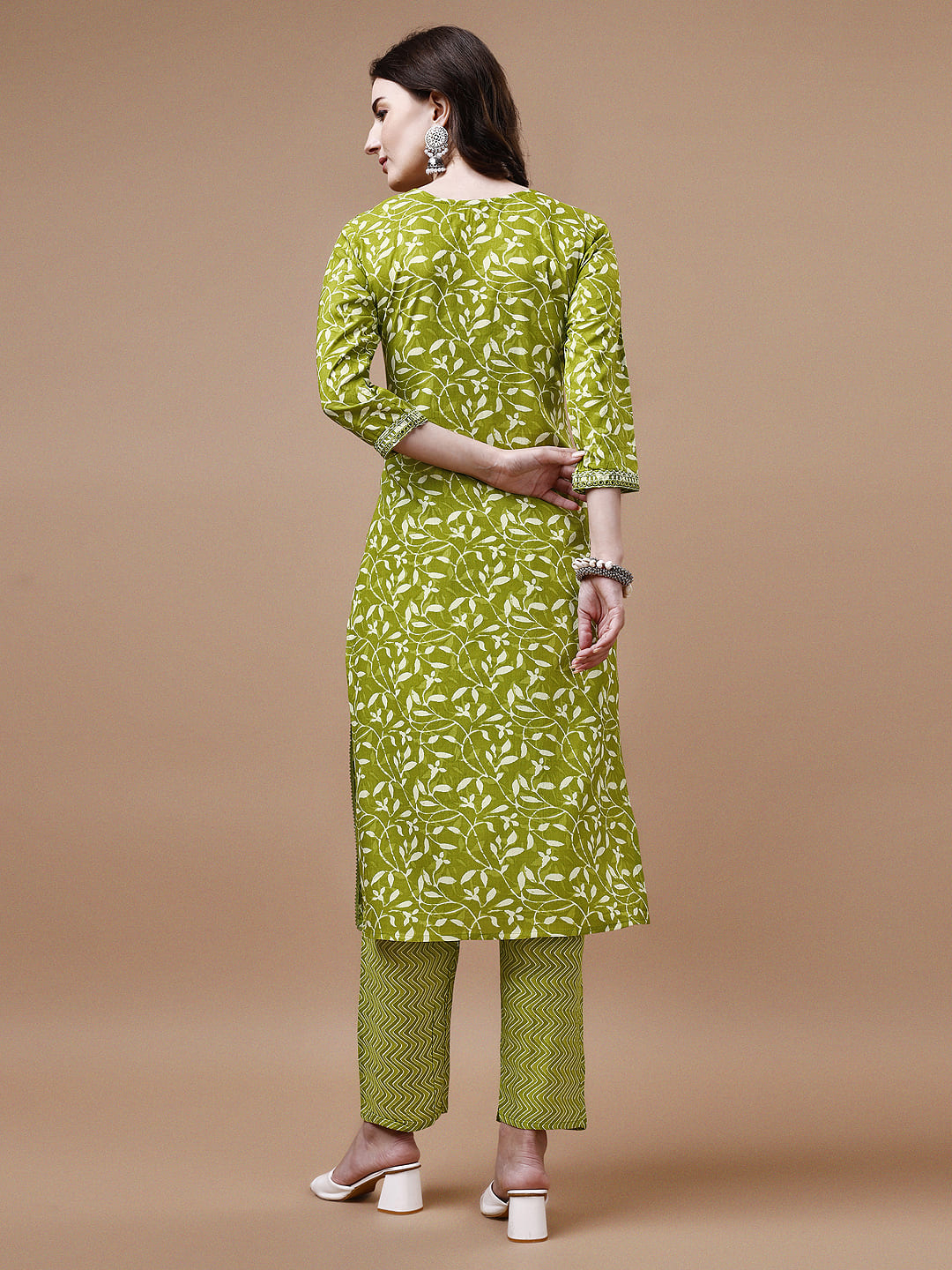 Embroidered & Floral Printed Cotton Kurta With Pant & Dupatta Set, Multicolor - Hiral Fashion - Distacart