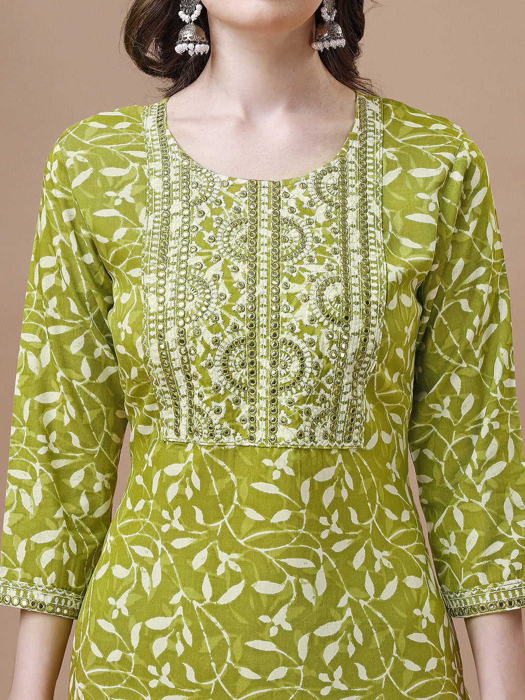 Embroidered & Floral Printed Cotton Kurta With Pant & Dupatta Set, Multicolor - Hiral Fashion - Distacart