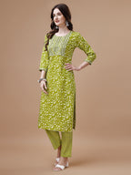 Embroidered & Floral Printed Cotton Kurta With Pant & Dupatta Set, Multicolor - Hiral Fashion - Distacart