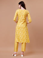 Embroidered & Floral Printed Cotton Kurta With Pant & Dupatta Set, Multicolor - Hiral Fashion - Distacart