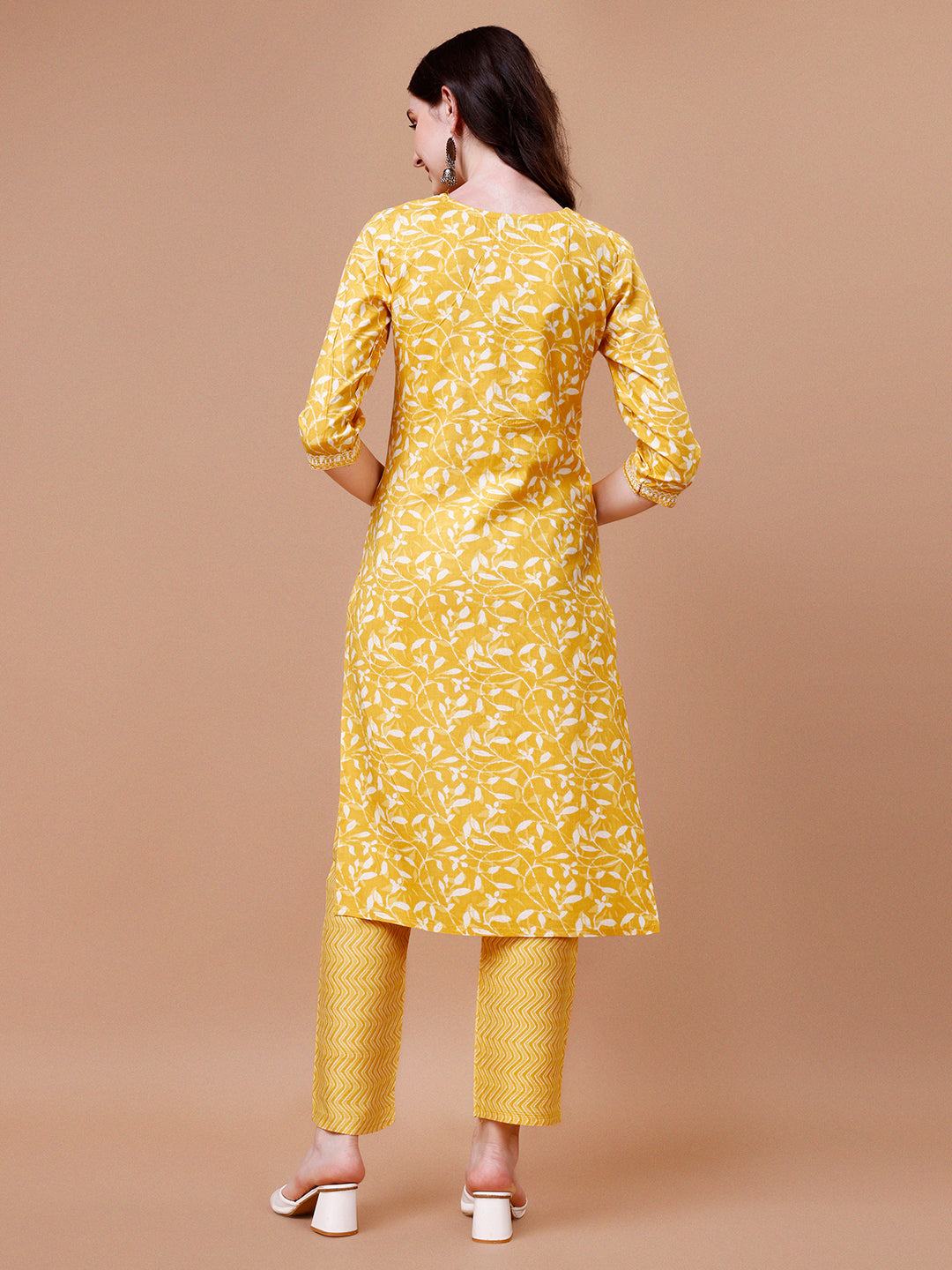 Embroidered & Floral Printed Cotton Kurta With Pant & Dupatta Set, Multicolor - Hiral Fashion - Distacart
