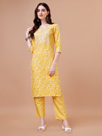 Embroidered & Floral Printed Cotton Kurta With Pant & Dupatta Set, Multicolor - Hiral Fashion - Distacart