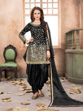 Myra Black Tafeta Silk Patiyala Suit