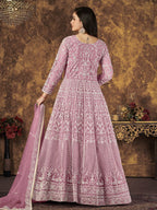Myra Dusty Pink Butterfly Net Embroidered Anarkali Suit