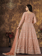 Myra Dusty Peach Butterfly Net Embroidered Anarkali Suit
