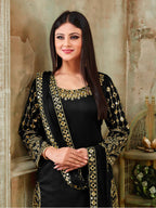 Myra Black Art Silk Real Glass Work Suit