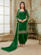 Myra Green Art Silk Real Glass Work Suit