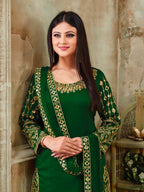Myra Green Art Silk Real Glass Work Suit