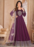 Vegaa Fashion Designer Viiolet Tafeta Silk Embroidery Anarkali Suit - Distacart