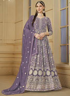 Vegaa Fashion Designer Lavender Faux Georgette Embroidery Anarkali Suit