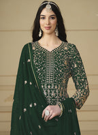 Vegaa Fashion Designer Green Faux Georgette Embroidery Anarkali Suit