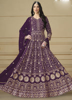 Vegaa Fashion Designer Violet Faux Georgette Embroidery Anarkali Suit