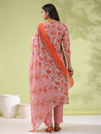 Janasya Regular Poly Cotton Off White Ethnic Motifs Round Neck Kurta Set