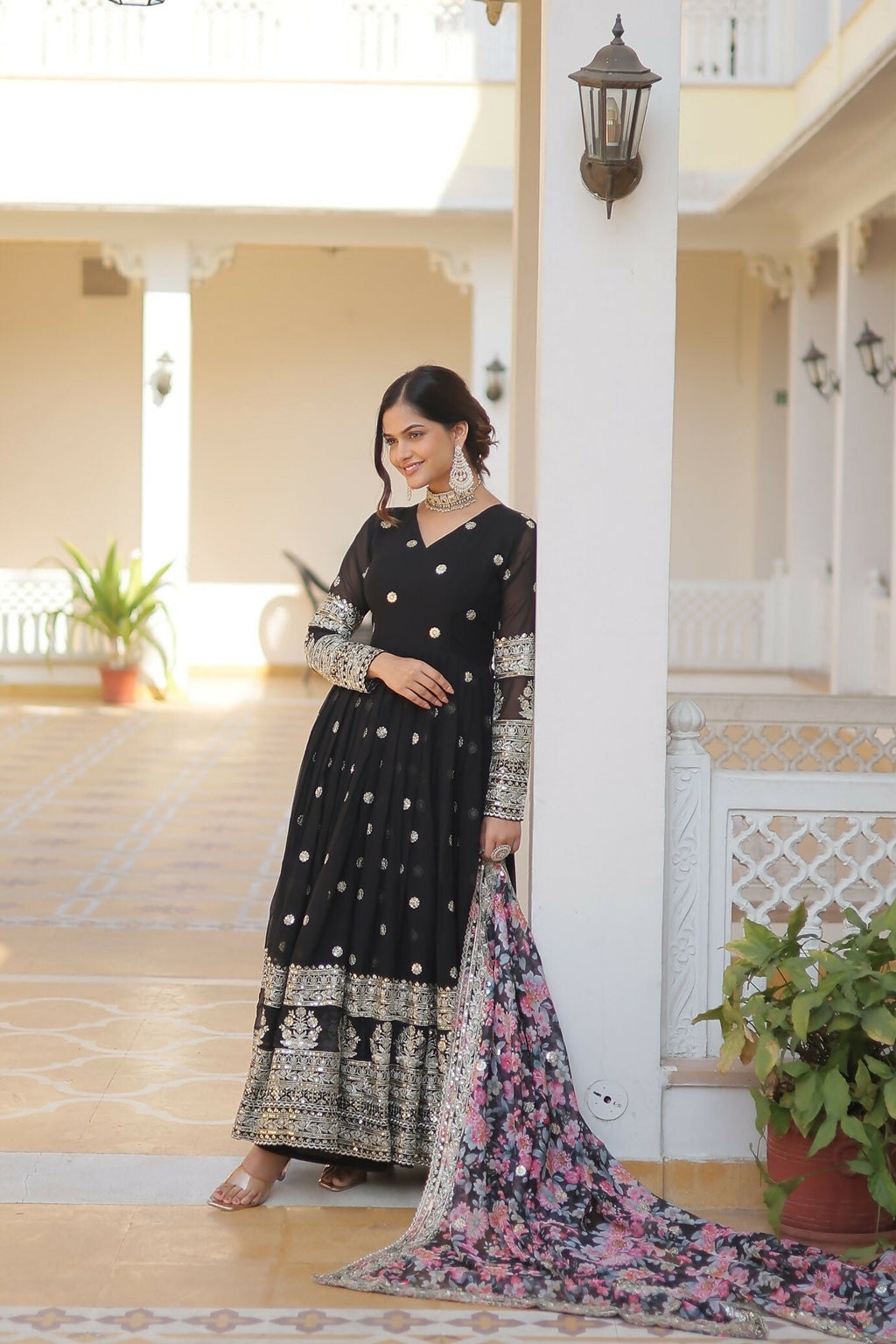 Joban Fashion Black Georgette Sequence Embroidery Work Kurta Set - Distacart