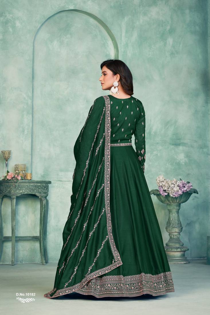 Anaita Green Embroidered Art Silk Anarkali Suit - Distacart