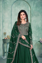 Anaita Green Embroidered Art Silk Anarkali Suit - Distacart