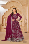 Anaita Purple Embroidered Faux Georgette Anarkali Suit - Distacart