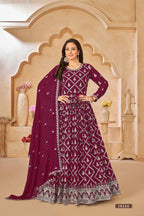 Anaita Purple Embroidered Faux Georgette Anarkali Suit - Distacart
