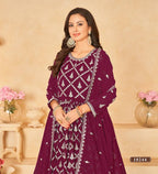 Anaita Purple Embroidered Faux Georgette Anarkali Suit - Distacart
