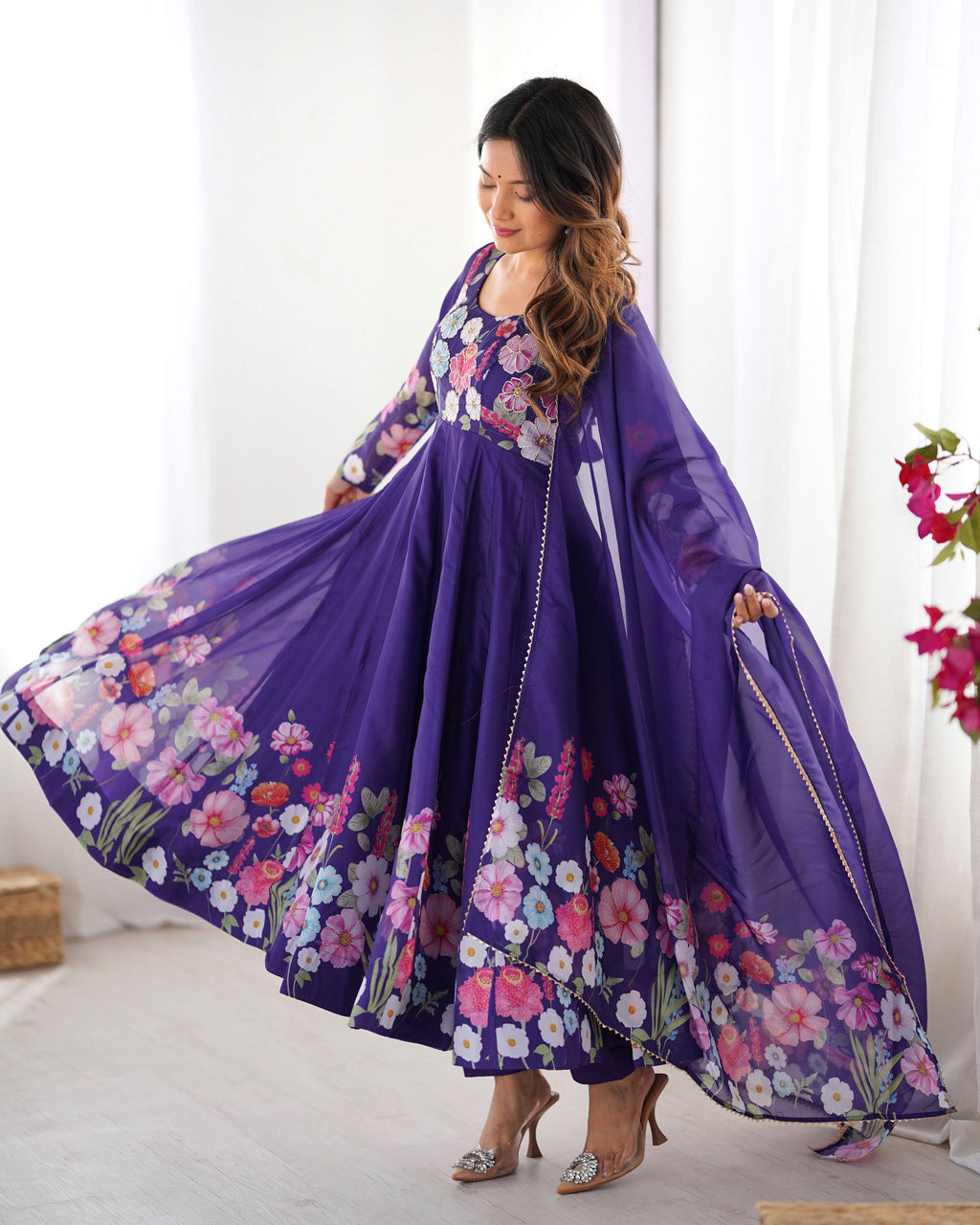 Lehenga Mart Wedding Wear Anarkali Suit With Dupatta - Blue