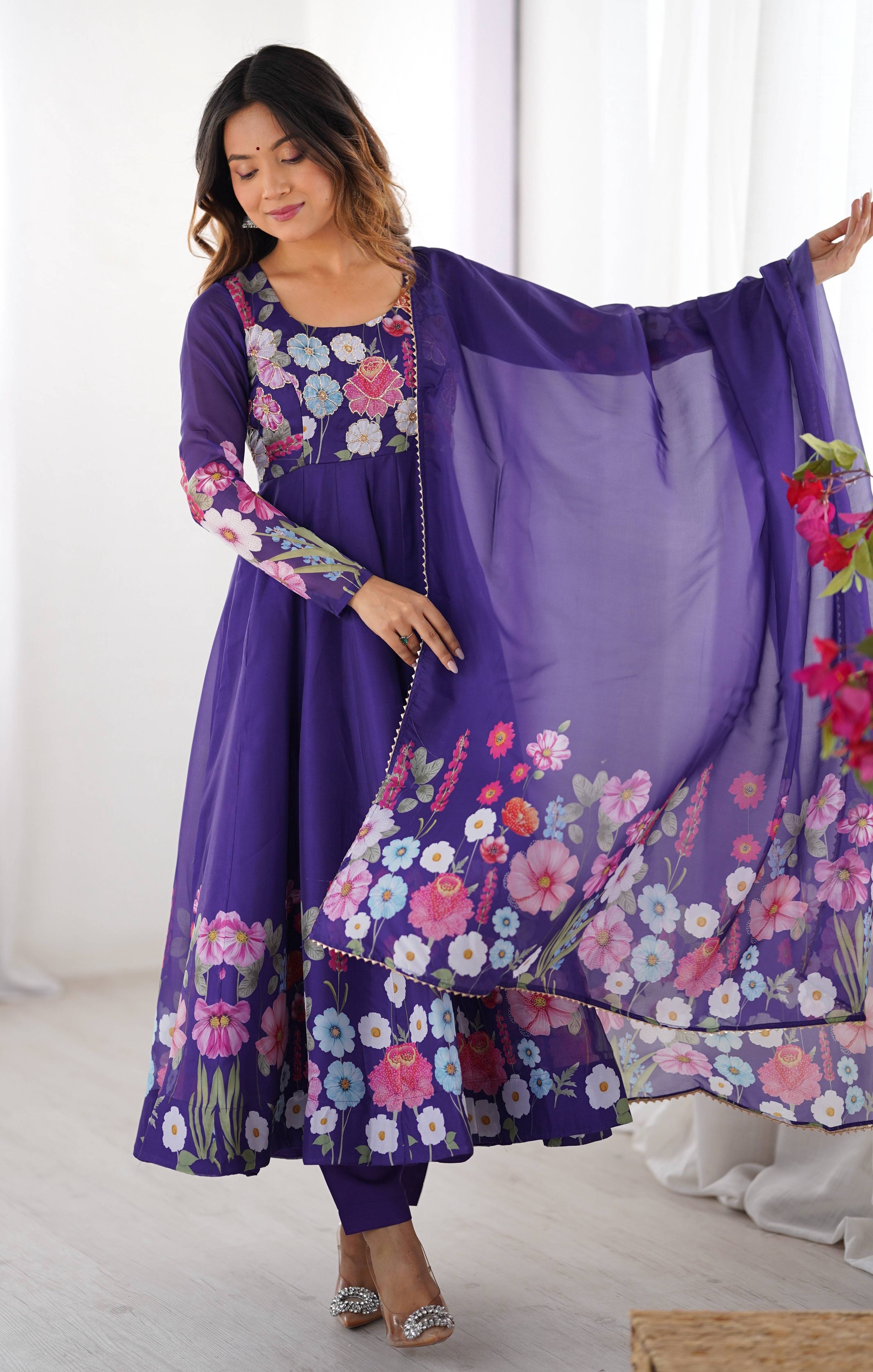 Lehenga Mart Wedding Wear Anarkali Suit With Dupatta - Blue