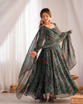 Lehenga Mart Wedding Wear Anarkali Suit With Dupatta - Green