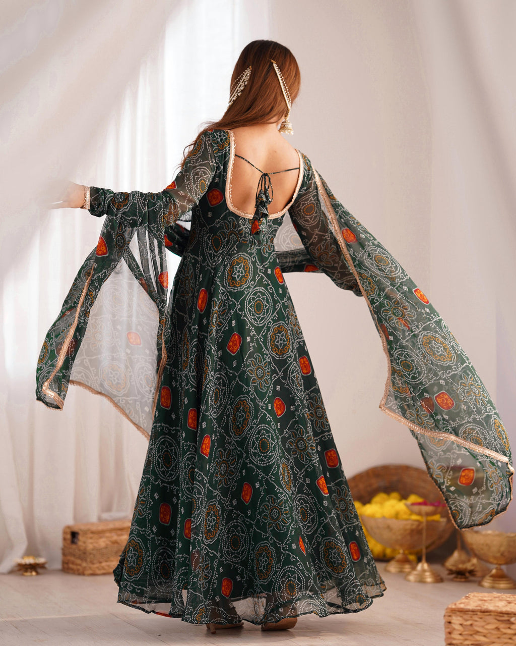 Lehenga Mart Wedding Wear Anarkali Suit With Dupatta - Green