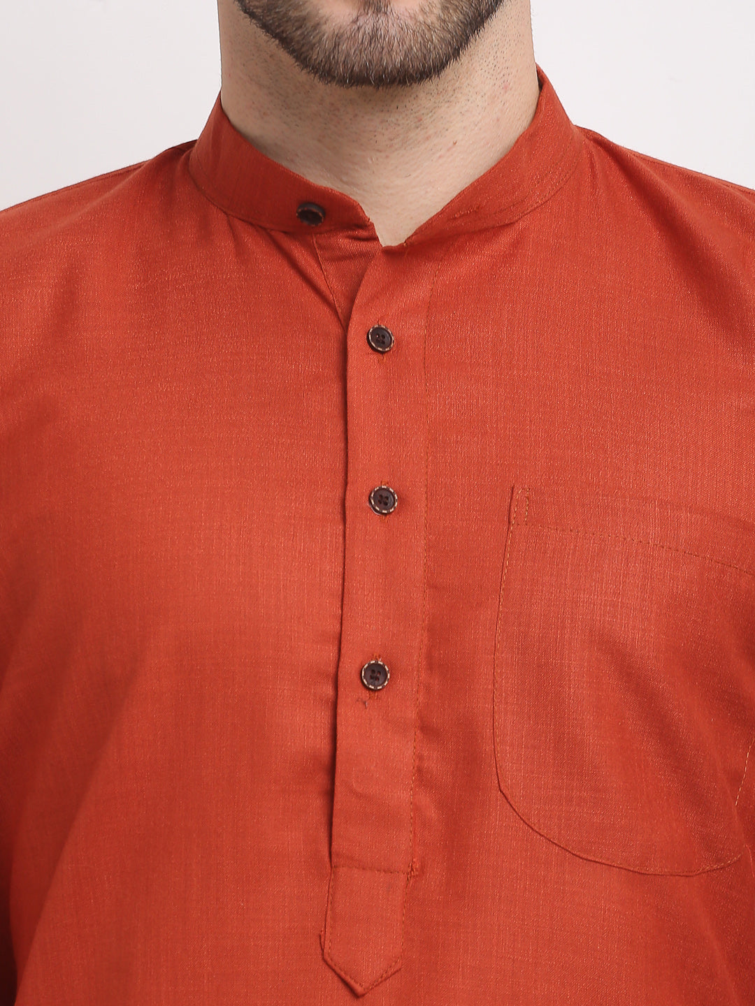 Jompers Men's Solid Cotton Kurta - Brown