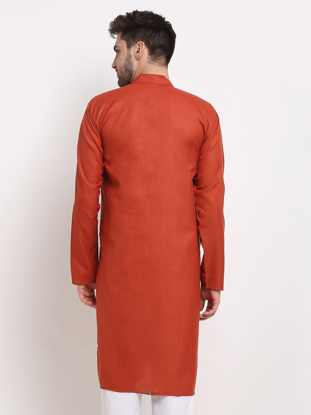Jompers Men's Solid Cotton Kurta - Brown