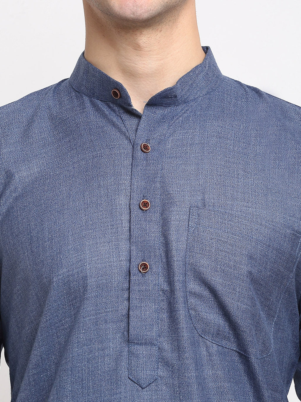 Jompers Men's Solid Cotton Kurta - Dark-Grey