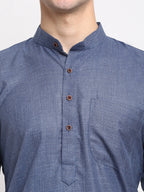 Jompers Men's Solid Cotton Kurta - Dark-Grey